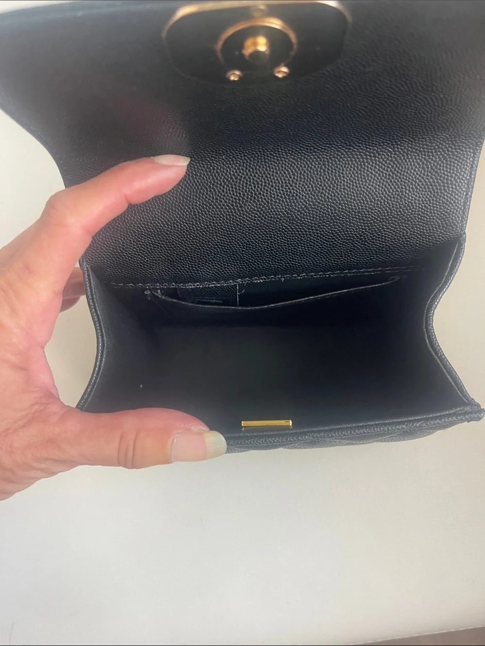 CHANEL 23 P Black Quilted Mini Top-Handle Bag with Gold Chain Hardware